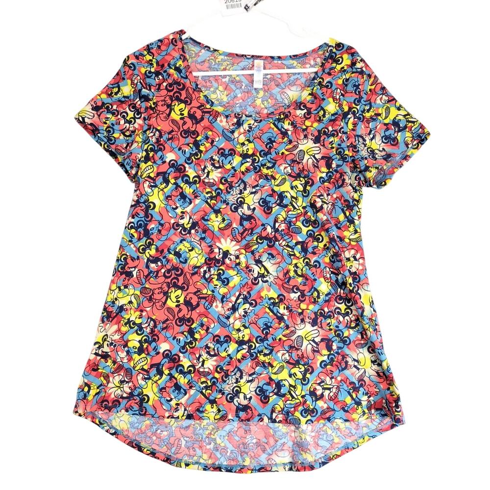 Lularoe Disney Mickey Mouse Print High-Low Shirt Women's S Short Sleeve Cartoon
